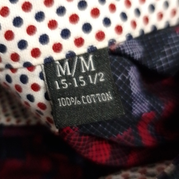 Marco mens red and blue button down  shirt with polka dot flip cuffs medium - Picture 5 of 5